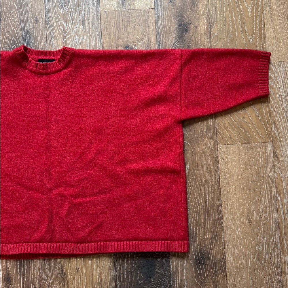 Eskandar 100% Cashmere Red Crewneck Sweater, size M / L